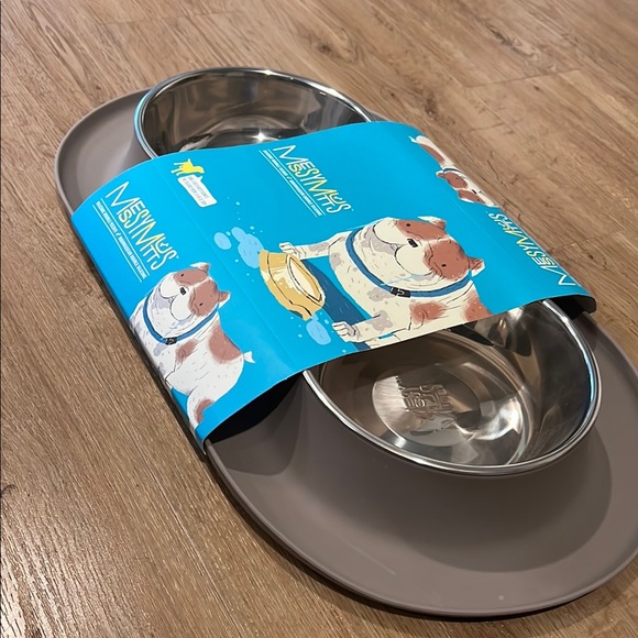 Messy Mutts Double Dog Bowl - Gray - Picture 7 of 8